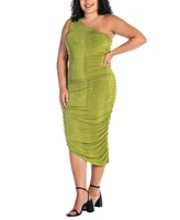 24seven Comfort Apparel Plus One Shoulder Ruched Bodycon Dress
