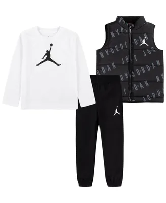 Jordan Toddler Boys Jumpman Printed Vest, T-shirt and Pants, 3-Piece Set