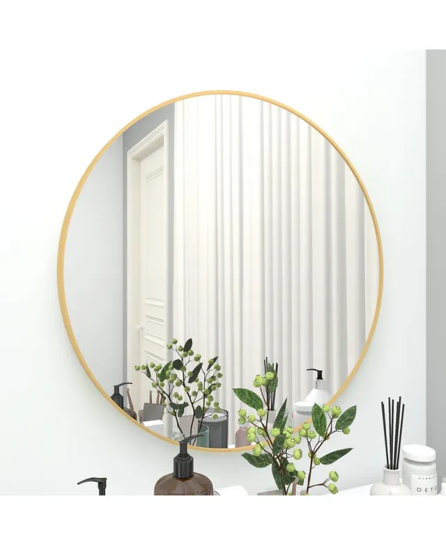 Wall Bathroom Mirror with Shelf Hooks Sturdy Metal Frame for Bedroom Living  Room