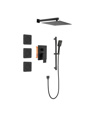 Simplie Fun Shower System With Shower Head, Hand Shower, Slide Bar, Body Sprays, Shower Arm, Hose, Valve