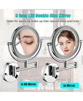 Simplie Fun 8 Inch Led Wall Mount Two-Sided Magnifying Makeup Vanity Mirror