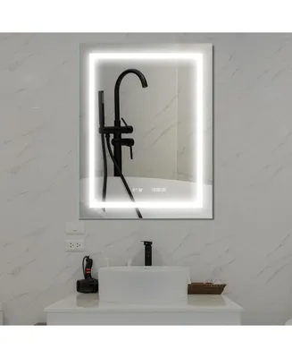 Simplie Fun Led Bathroom Vanity Mirror, 36 X 28 Inch, Anti Fog, Night Light, Time, Temperature, Dimmable