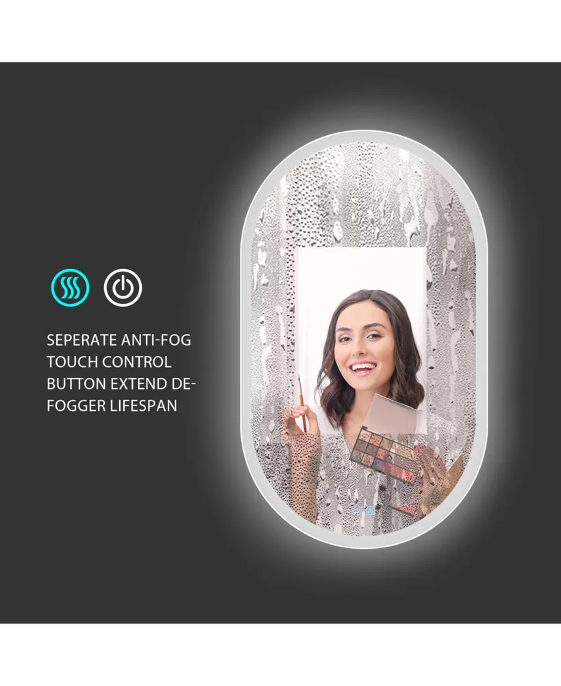 Simplie Fun 32x20 Inch Bathroom Mirror With Lights, Anti Fog Dimmable Led Mirror For Wall Touch Control