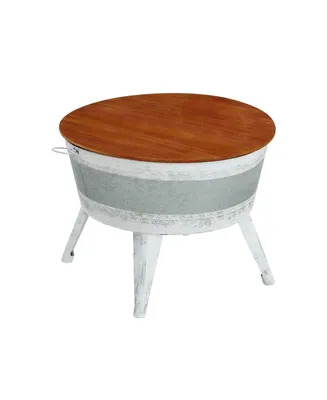 Simplie Fun Farmhouse Rustic Distressed Metal Accent Cocktail Table