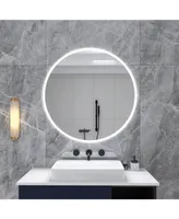 Simplie Fun 24 In. Round Wall-Mounted Dimmable Led Bathroom Vanity Mirror With Defogger