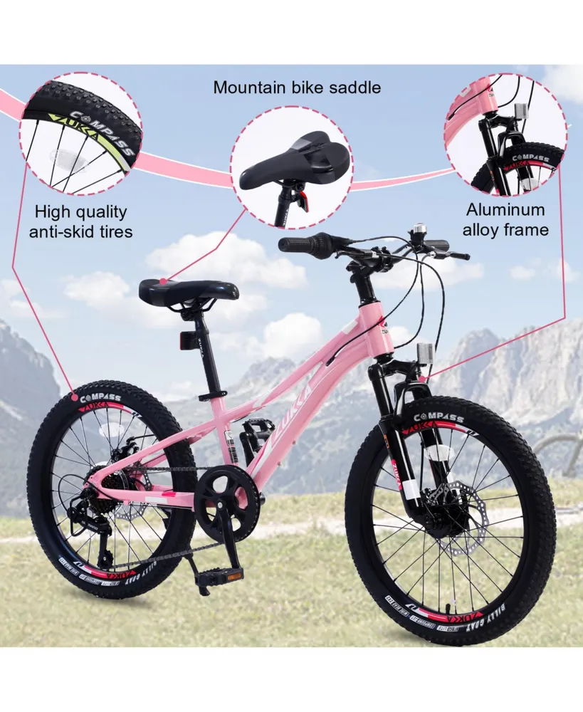 Simplie Fun Mountain Bike For Girls And Boys Mountain 20 Inch Shimano 7-Speed Bike
