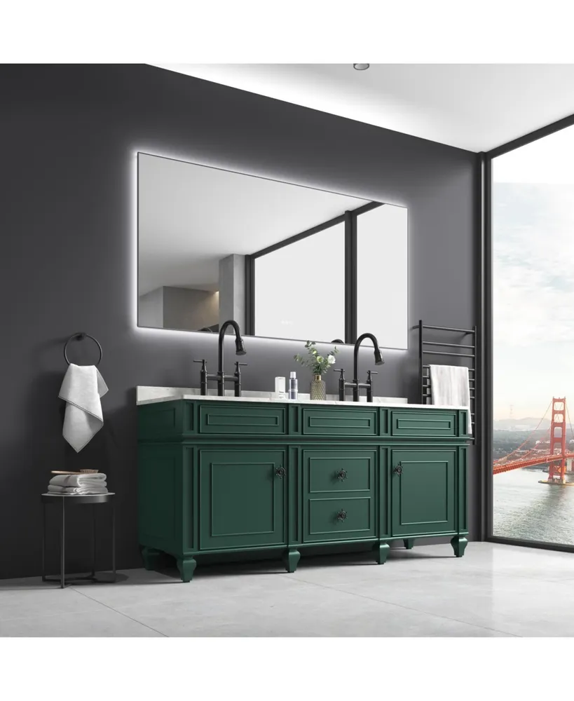 Simplie Fun Led Mirror Bathroom Vanity Mirror With Backlight, Wall Mount Anti-Fog Memory Large Adjustable