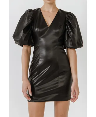 Women's Pu Fitted Mini Dress