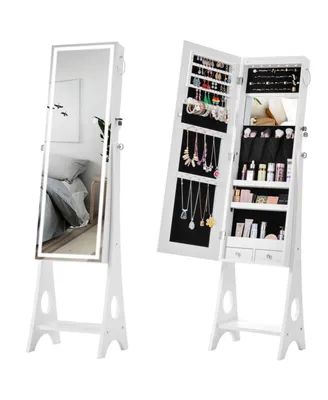 Simplie Fun Fashion Simple Jewelry Storage Mirror Cabinet With Led Lights, For Living Room Or Bedroom