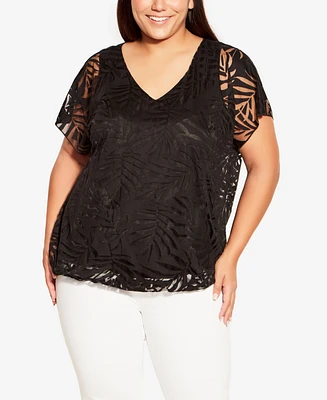 Avenue Plus Elora Burnout V-neck Top