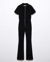 Mango Women's Zipper Corduroy Jumpsuit