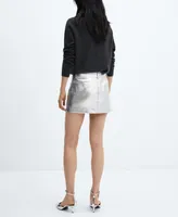 Mango Women's Short Foil Skirt