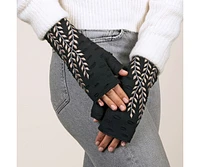 Feelgoodz Women s Artisan Crafted Fleece Lined Trellis Fingerless Jersey Gloves