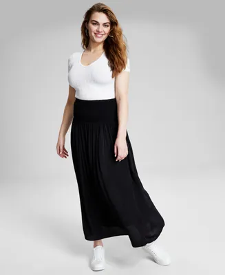 And Now This Women's Smocked Waist Maxi Skirt