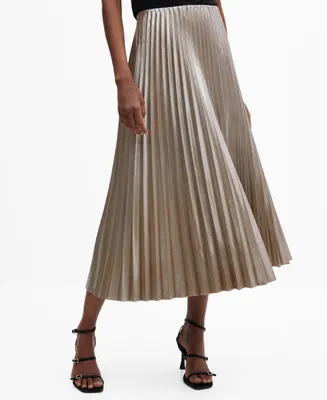 Mango Women's Metallic Pleated Skirt
