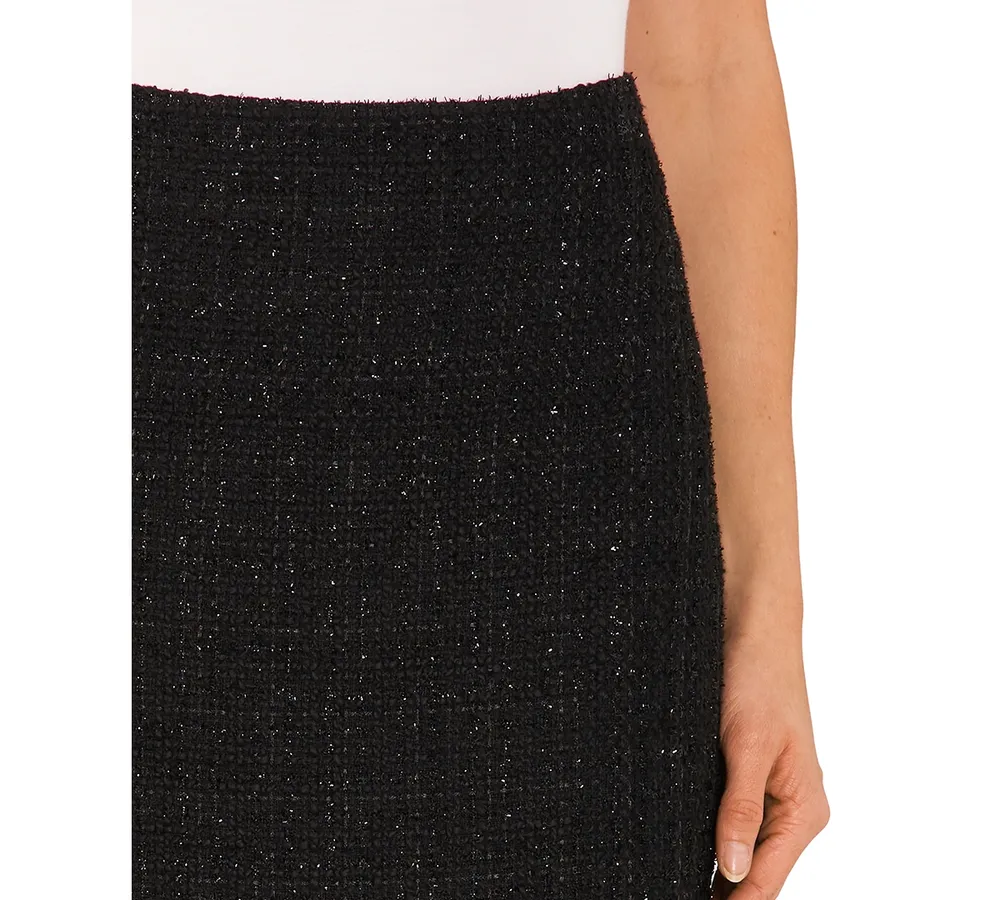 CeCe Women's Metallic Tweed A-Line Skirt