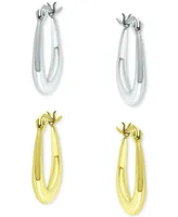 Giani Bernini 2-Pc. Set Polished Oval Hoop Earrings in Sterling Silver & 18k Gold-Plate, Created for Macy's - Two