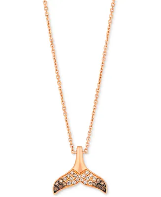 Le Vian Chocolate Ombre Diamond Whale Tail 19" Adjustable Pendant Necklace (1/5 ct. t.w.) in 14k Rose Gold