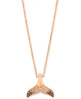 Le Vian Chocolate Ombre Diamond Whale Tail 19" Adjustable Pendant Necklace (1/5 ct. t.w.) in 14k Rose Gold