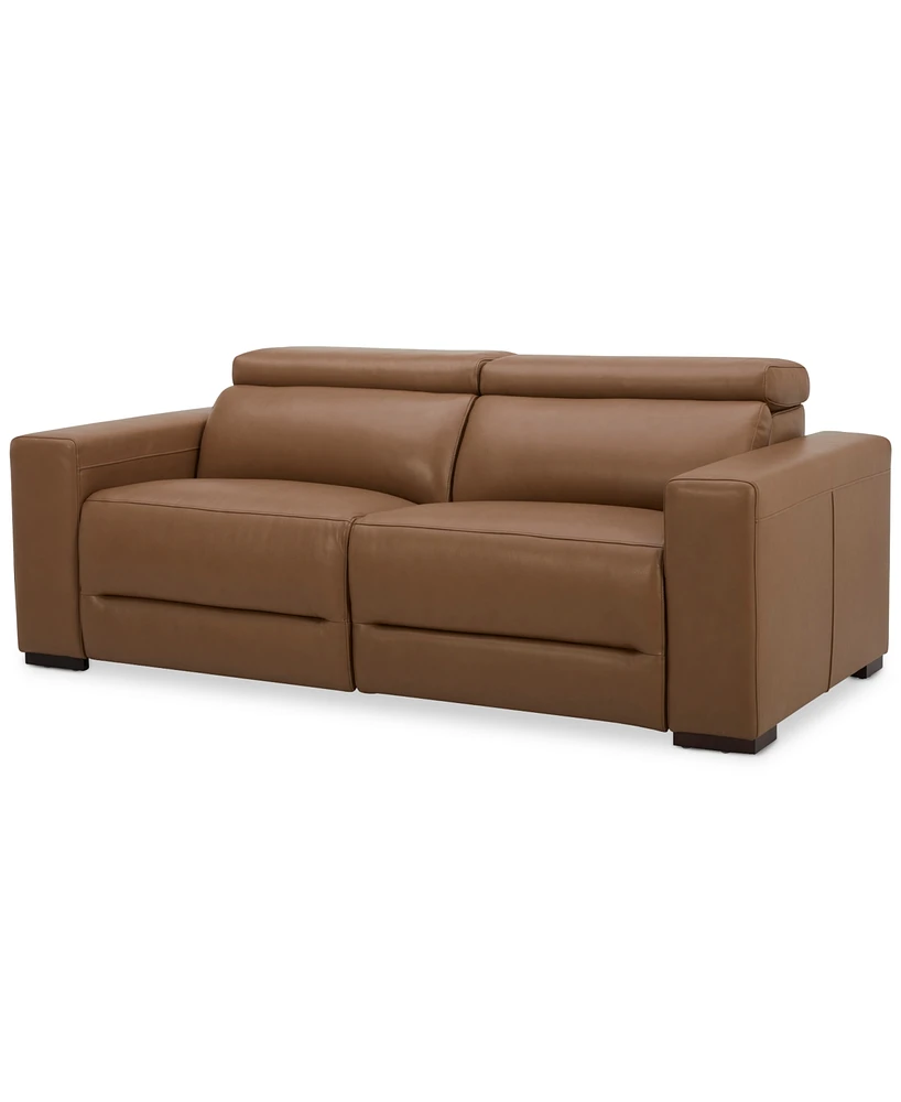 Nevio 82" 2-Pc. Leather Sectional with 2 Power Recliners and Headrests, Created For Macy's