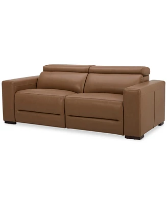 Nevio 82" 2-Pc. Leather Sectional with 2 Power Recliners and Headrests, Created For Macy's