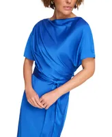 Dkny Women's Cowlneck Dolman-Sleeve Belted Midi Dress