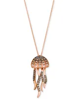 Le Vian Chocolatier Chocolate Ombre Diamond & Chocolate Diamond Jellyfish 20" Adjustable Pendant Necklace (3/8 ct. t.w) in 14k Rose Gold