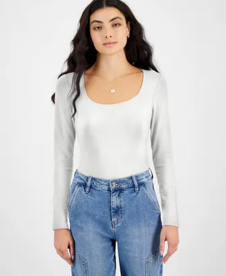 And Now This Women's Ponte-Knit Long-Sleeve Scoop-Neck Bodysuit, Created for Macy's