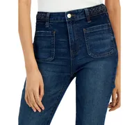 Celebrity Pink Juniors' Braided-Waist Patch-Pocket Flare Jeans