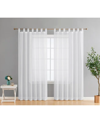 Hlc.me Addison Semi Sheer Light Filtering Transparent Tab Top Lightweight Window Curtains Drapery Panels for Bedroom & Living Room, 2 Panels