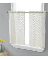 Hlc.me Herringbone Lace Sheer Kitchen Cafe Curtain Tiers for Small Windows & Bathroom