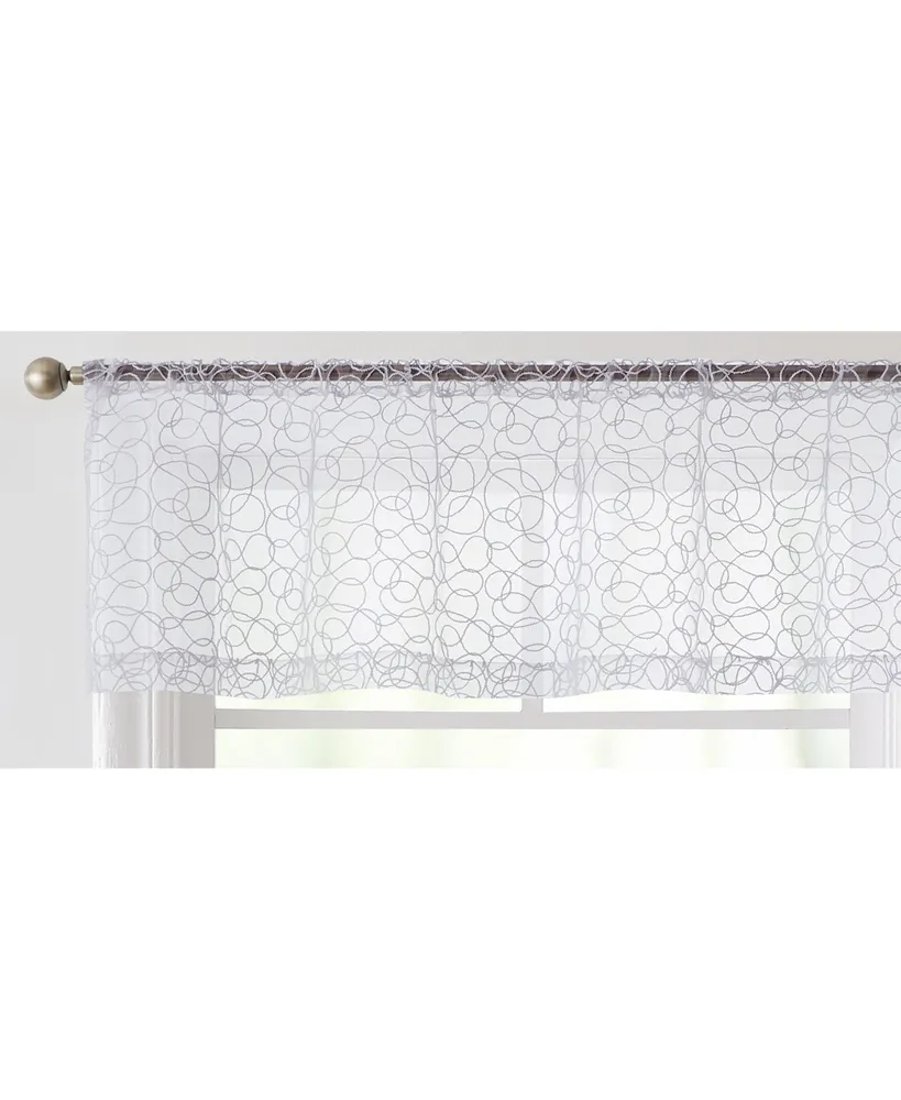 Hlc.me Audrey Embroidered Sheer Voile Window Curtain Rod Pocket Valance for Kitchen, Bedroom, Small Windows and Bathroom