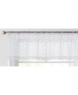 Hlc.me Audrey Embroidered Sheer Voile Window Curtain Rod Pocket Valance for Kitchen, Bedroom, Small Windows and Bathroom