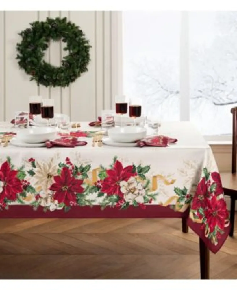 Elrene Poinsettia Garlands Table Linens Collection