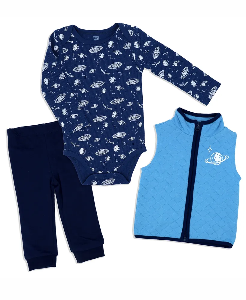 Baby Mode Baby Boys Bodysuit, Pants and Vest, 3 Piece Set