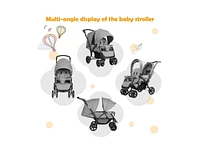Foldable Lightweight Front Back Seats Double Baby Stroller