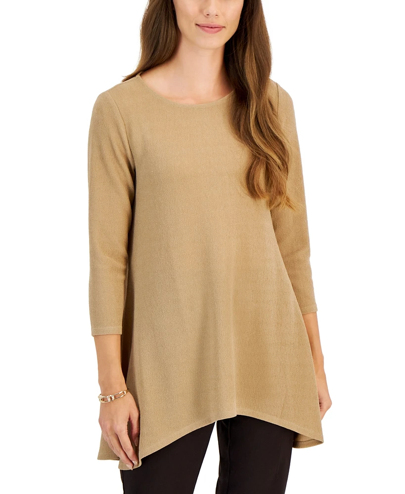 Jm Collection Women's New Shine Solid 3/4 Sleeve Knit Top, Created for Macy's
