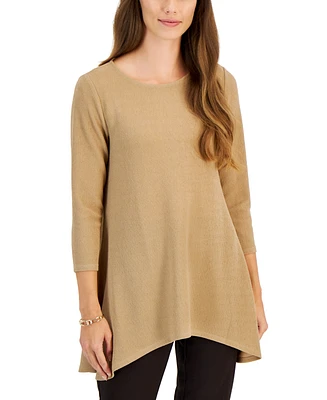 Jm Collection Women's New Shine Solid 3/4 Sleeve Knit Top, Created for Macy's