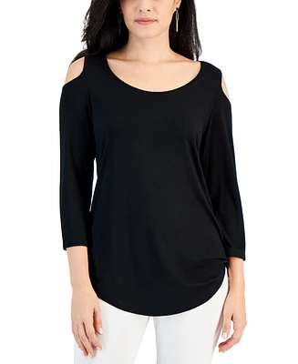 Jm Collection Women's 3/4 Sleeve Cold-Shoulder Top, Created for Macy's