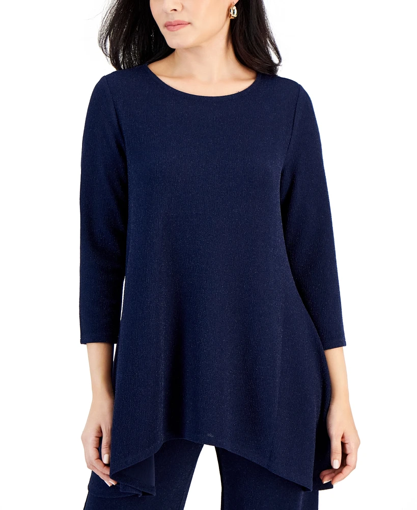 Jm Collection Women's New Shine Solid 3/4 Sleeve Knit Top, Created for Macy's