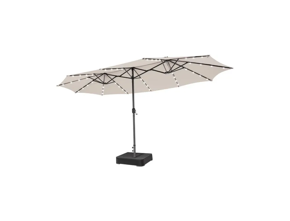 Slickblue Double-Sided Patio Umbrella with 48 Led Lights for Evening Outdoor Shade