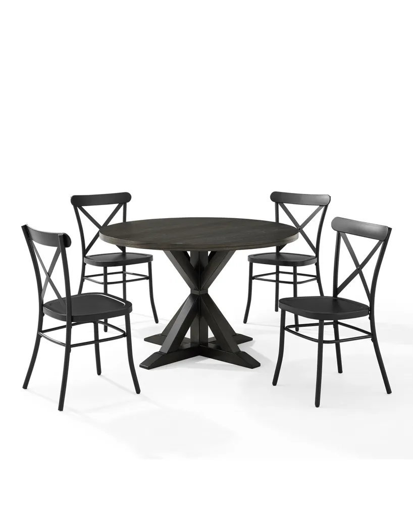 Crosley Furniture Hayden 5 Piece Wood Round Dining Table Set W/Camille Chairs