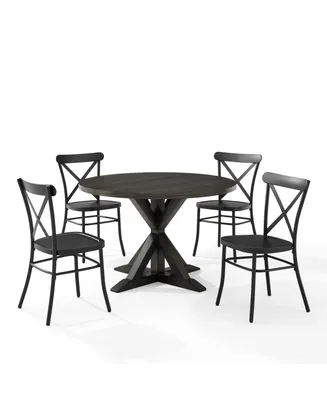 Crosley Furniture Hayden 5 Piece Wood Round Dining Table Set W/Camille Chairs