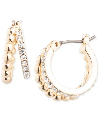 Lauren Ralph Lauren Gold-Tone Small Pave & Bead Split Hoop Earrings, 0.62"