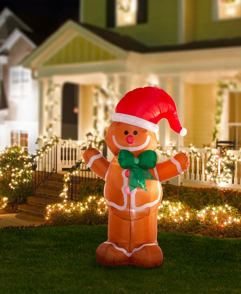 Glitzhome 8' Lighted Inflatable Gingerbread Man Decor