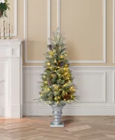 Glitzhome 4' Pre-Lit Pine Artificial Christmas Porch Tree with 130 Warm White Lights