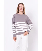 Women's Stripe Round Neck Sweater