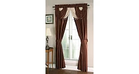 Kate Aurora Satin Semi Sheer Complete 5 Piece Window in a Bag Attached Curtain Set