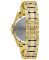 Bulova Men's Classic Crystal Gold-Tone Stainless Steel Bracelet Watch Box Set 43mm