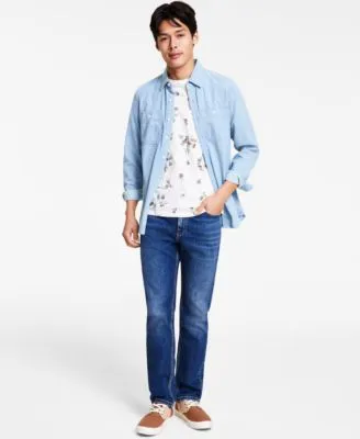 Sun Stone Mens Denver Slim Fit Jeans Floral Print T Shirt Payton Long Sleeve Denim Shirt Created For Macys